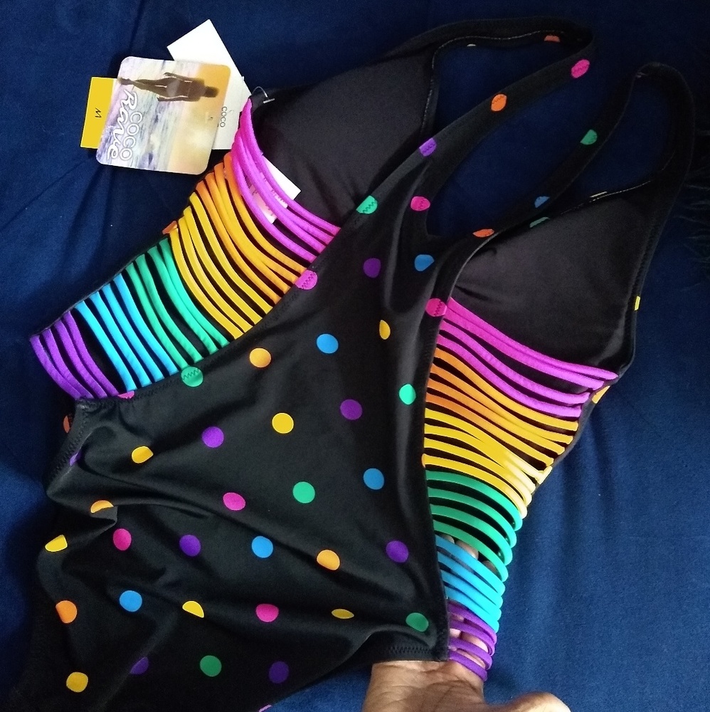 Offers Welcome! Rainbow Polka Dot Swimsuit